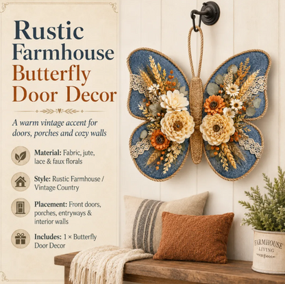 Autumn Denim Butterfly Door Decor