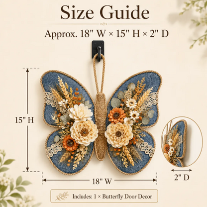 Autumn Denim Butterfly Door Decor
