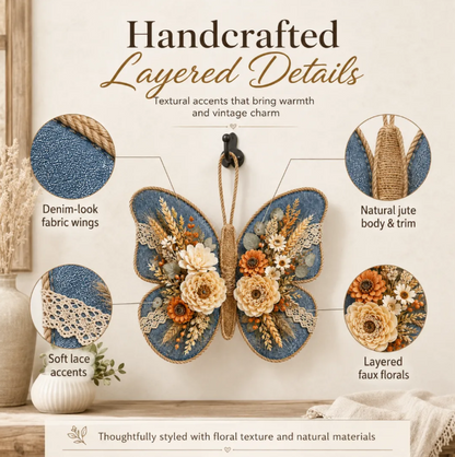 Autumn Denim Butterfly Door Decor
