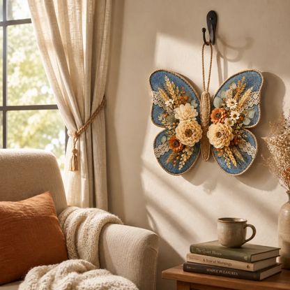 Autumn Denim Butterfly Door Decor