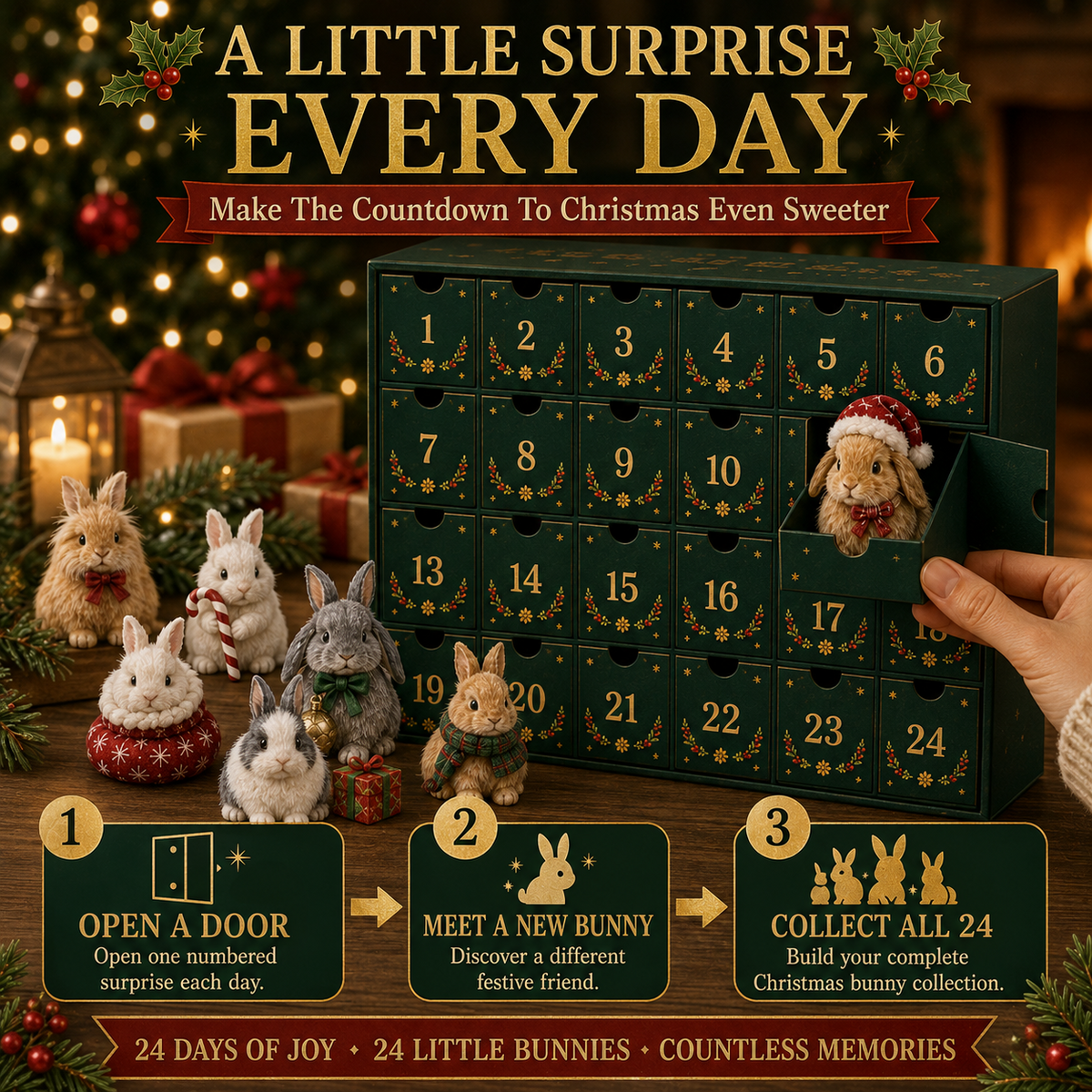 Opening one bunny Advent Calendar drawer each day