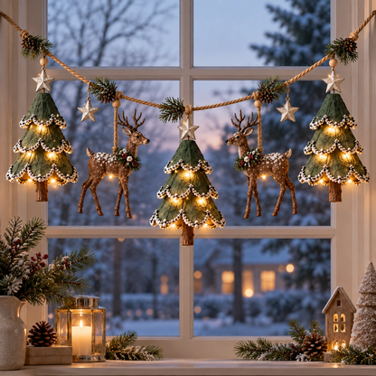 Lighted Woodland Christmas Garland