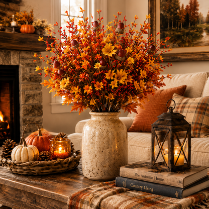 3-Piece Artificial Fall Acorn Floral Stem Set – 16.5-Inch Rustic Autumn Picks
