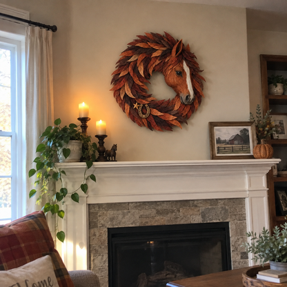 Rustic Horse Head Wreath – Western Farmhouse Wall & Door Decor