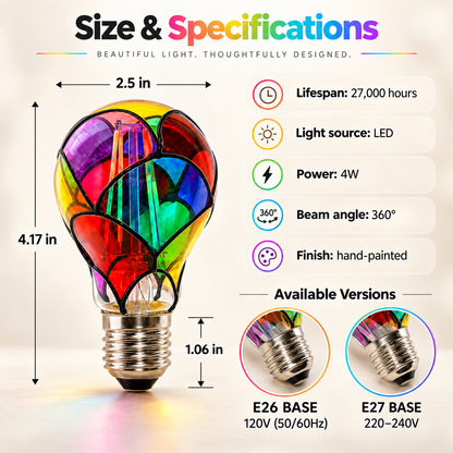 Stained Glass Rainbow LED Bulb – Colorful Ambient Mood Light for Any Lamp