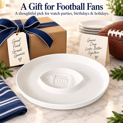 Game Day Football Serving Tray – Porcelain Snack & Dip Platter
