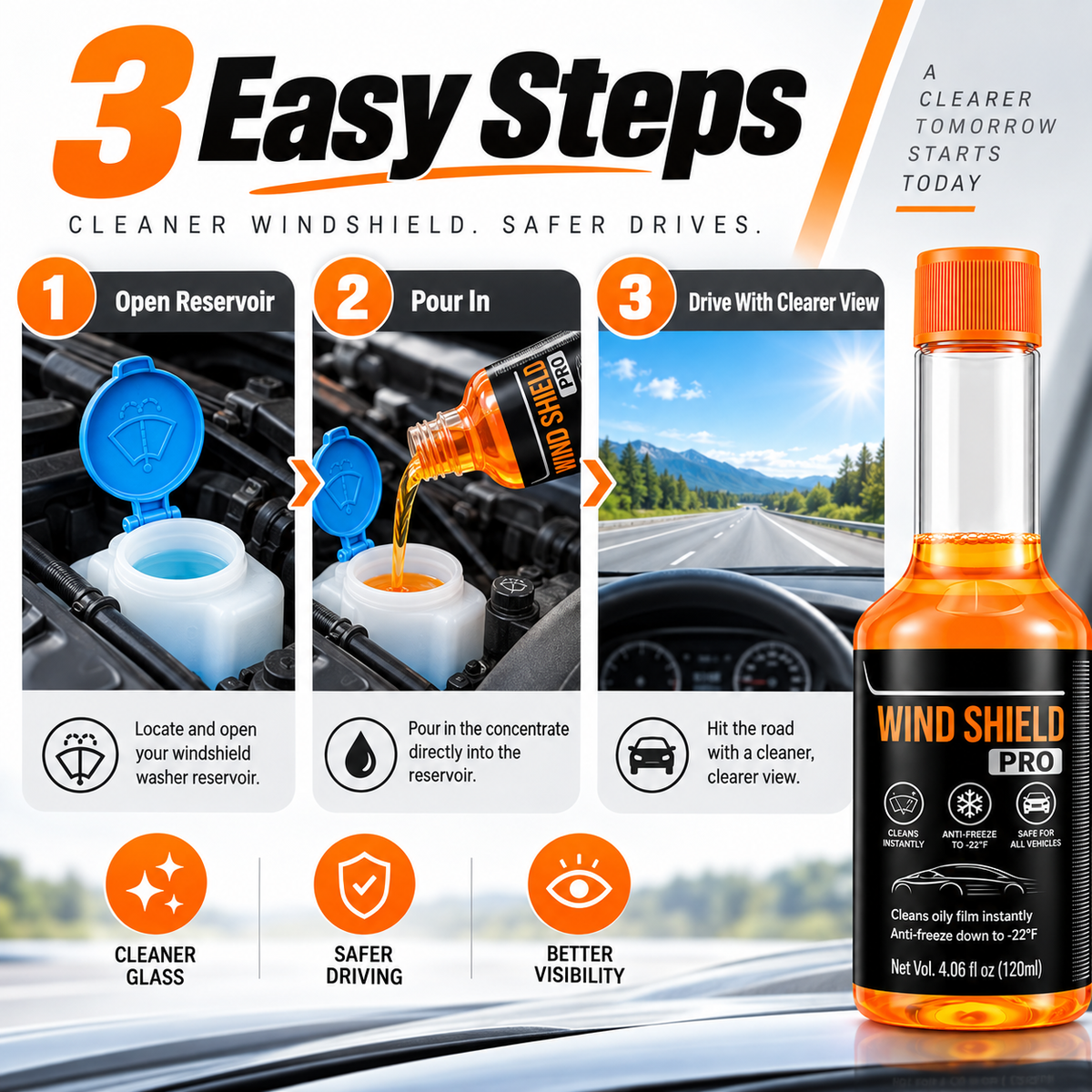 Windshield Pro Concentrate – Clearer Glass, Cleaner Vision in Any Season