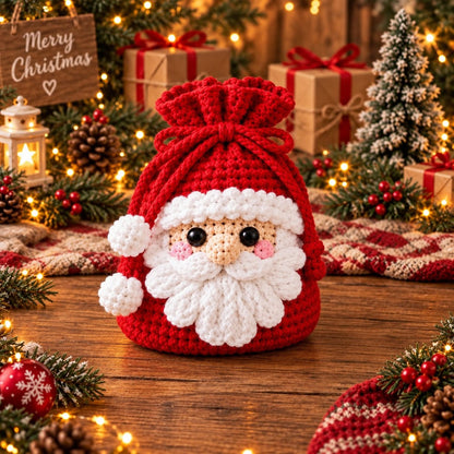 🎄 Christmas Crochet Character Gift Pouch | Reusable Drawstring Gift Bag — 12 Festive Designs