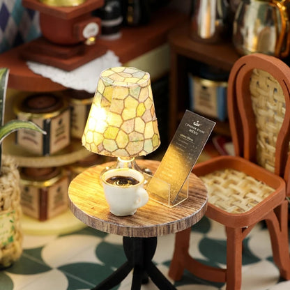 ☕✨ Cozy DIY Miniature Coffee Shop Kit – 95+ Pieces with Warm LED Light