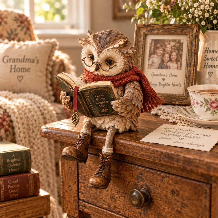 Reading Owl Figurine
