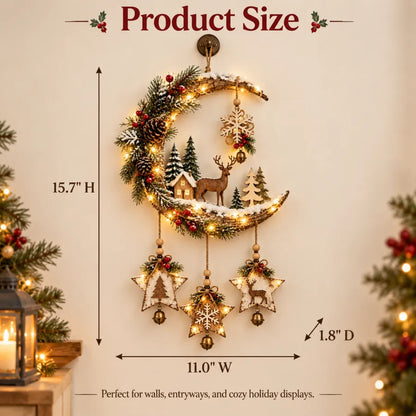 Lighted Rustic Christmas Crescent Moon Wall Decor