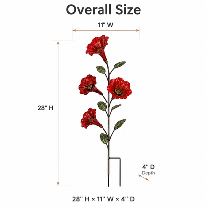 Vintage Red Flower Hummingbird Feeder Garden Stake