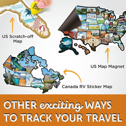 🚐🗺️ 50-State Adventure Tracker – Scenic Travel Sticker Map for RVs & Road Trips