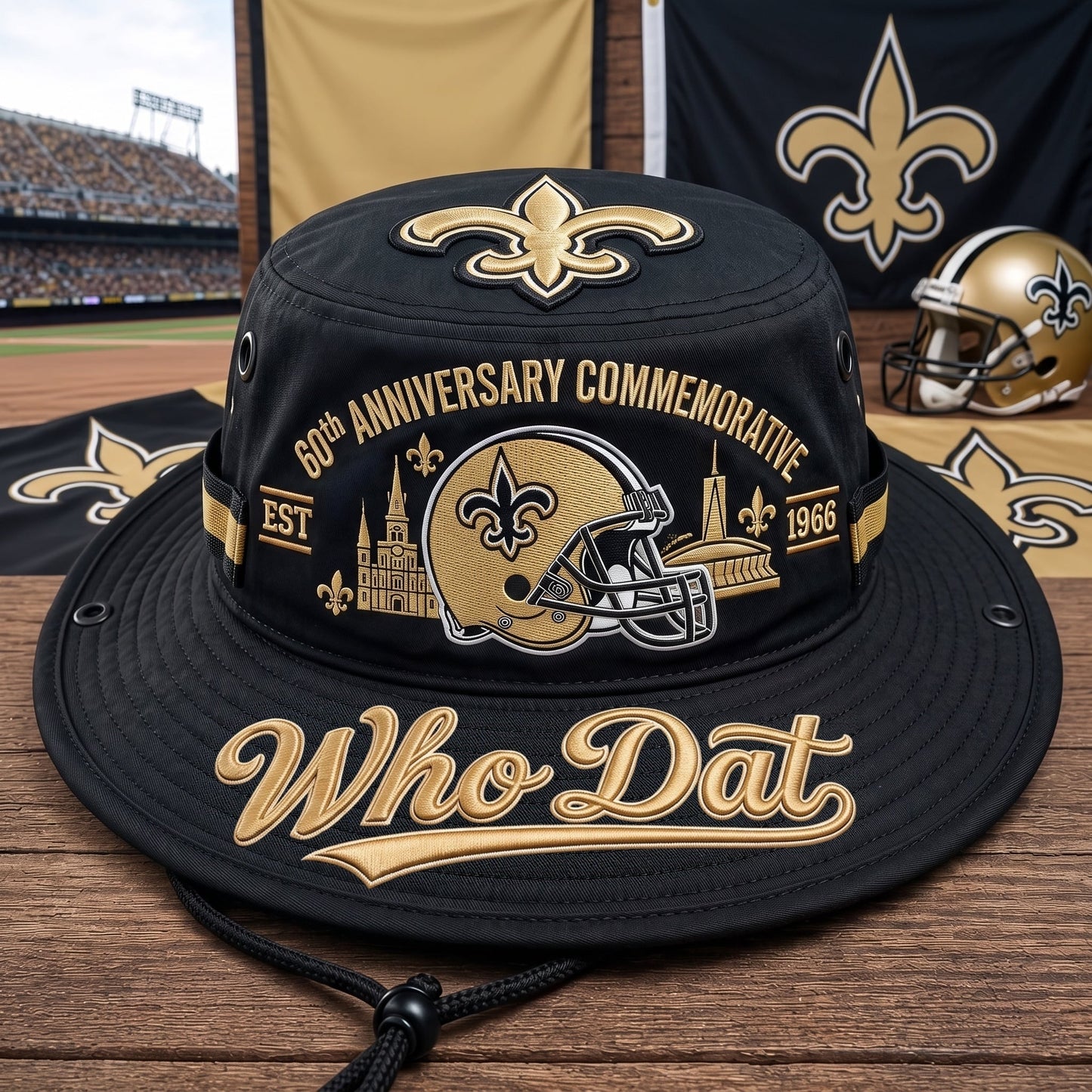 🇺🇸 Last Day Promo: 49% OFF⚜️🏈Who Dat 60th Anniversary commemorative Boonie Hat