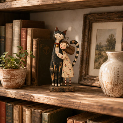 Girl & Her Best Friend Folk Art Figurine