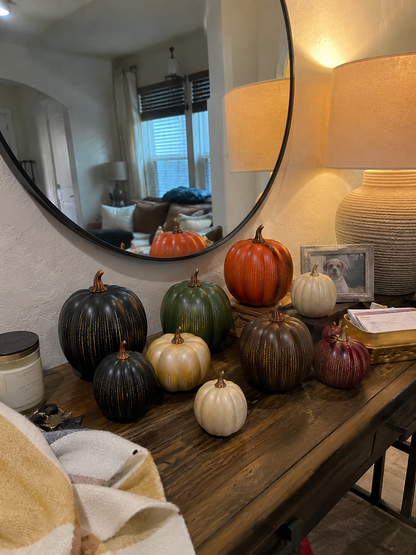 Lighted Starry Night Glass Pumpkin Set