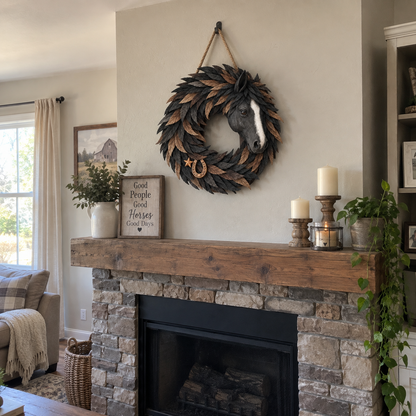 Rustic Horse Head Wreath – Western Farmhouse Wall & Door Decor
