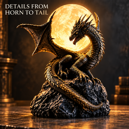🐉 Gothic Dragon Moon Globe Statue Lamp