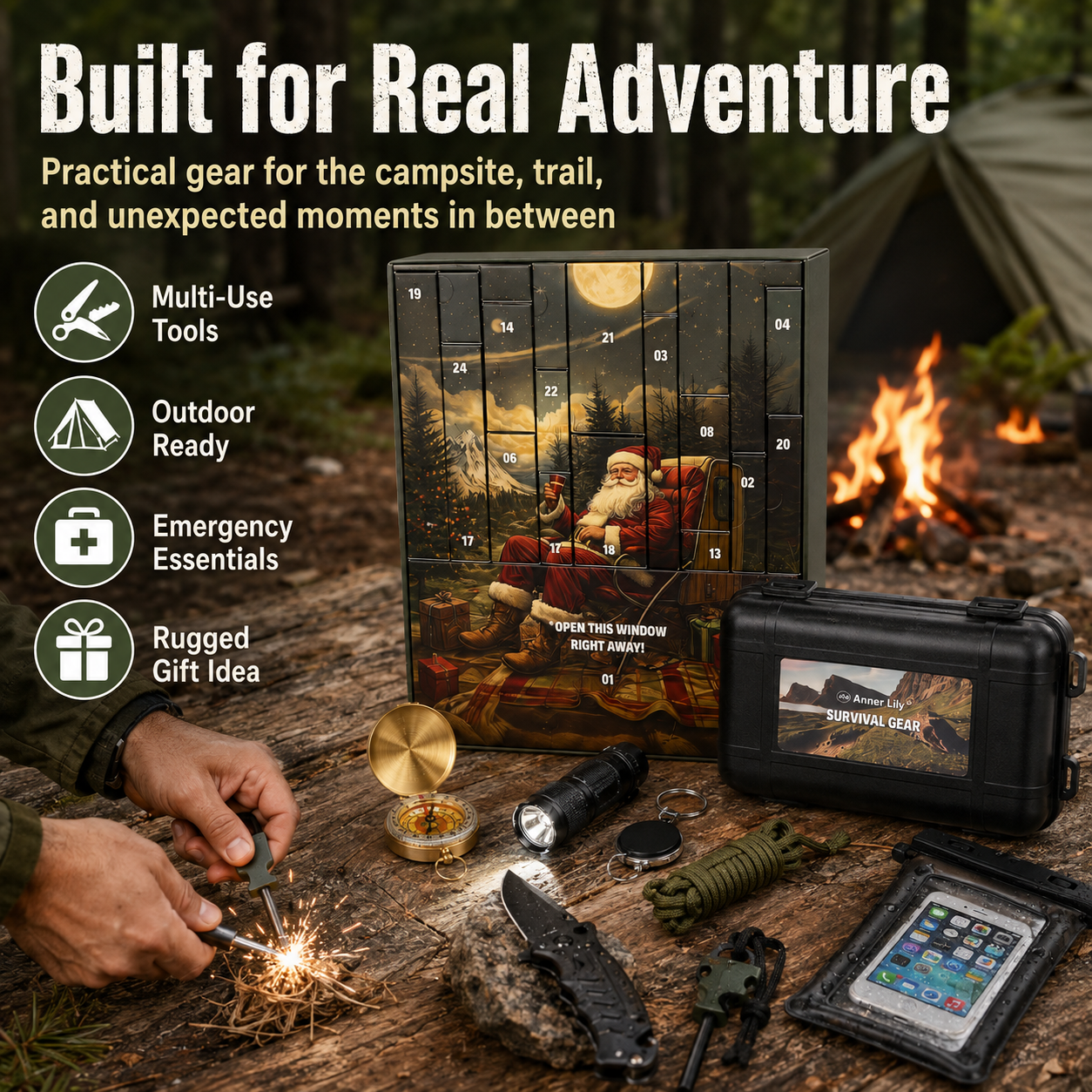 ⏰Limited time free shipping!🎄 2026 Men's Survival Advent Calendar