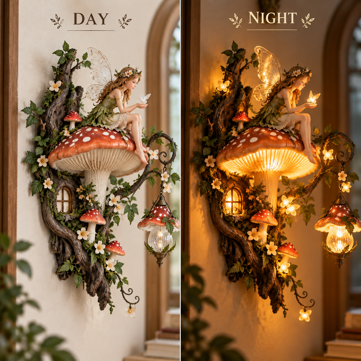 Enchanted Fairy Mushroom day and night