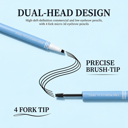 2-in-1 Waterproof Micro-Fork Eyebrow Pen-Tinted Gel Cosmetic🖌️