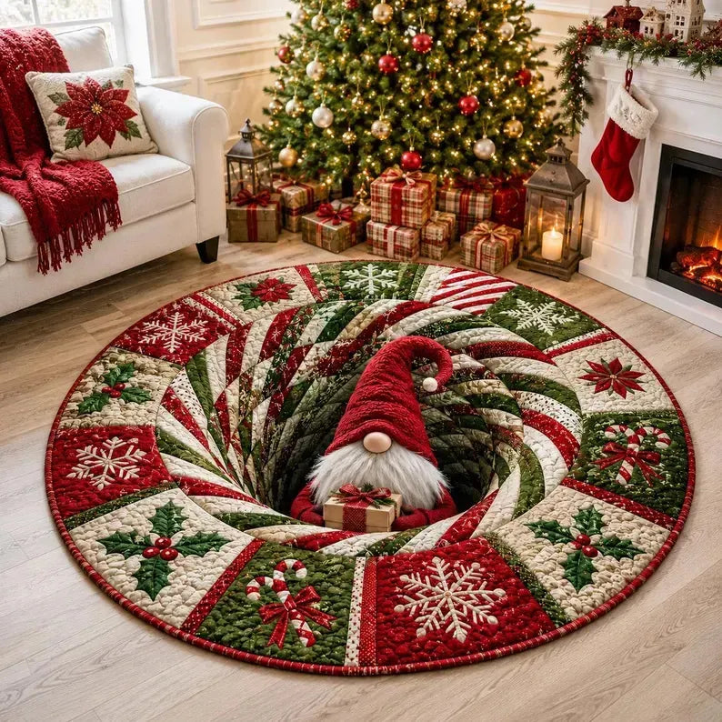 🎄3D-Weihnachtswichtel-Teppich mit optischer Täuschung | Lustige, festliche Must-have-Wohndeko⭐🏠🎁