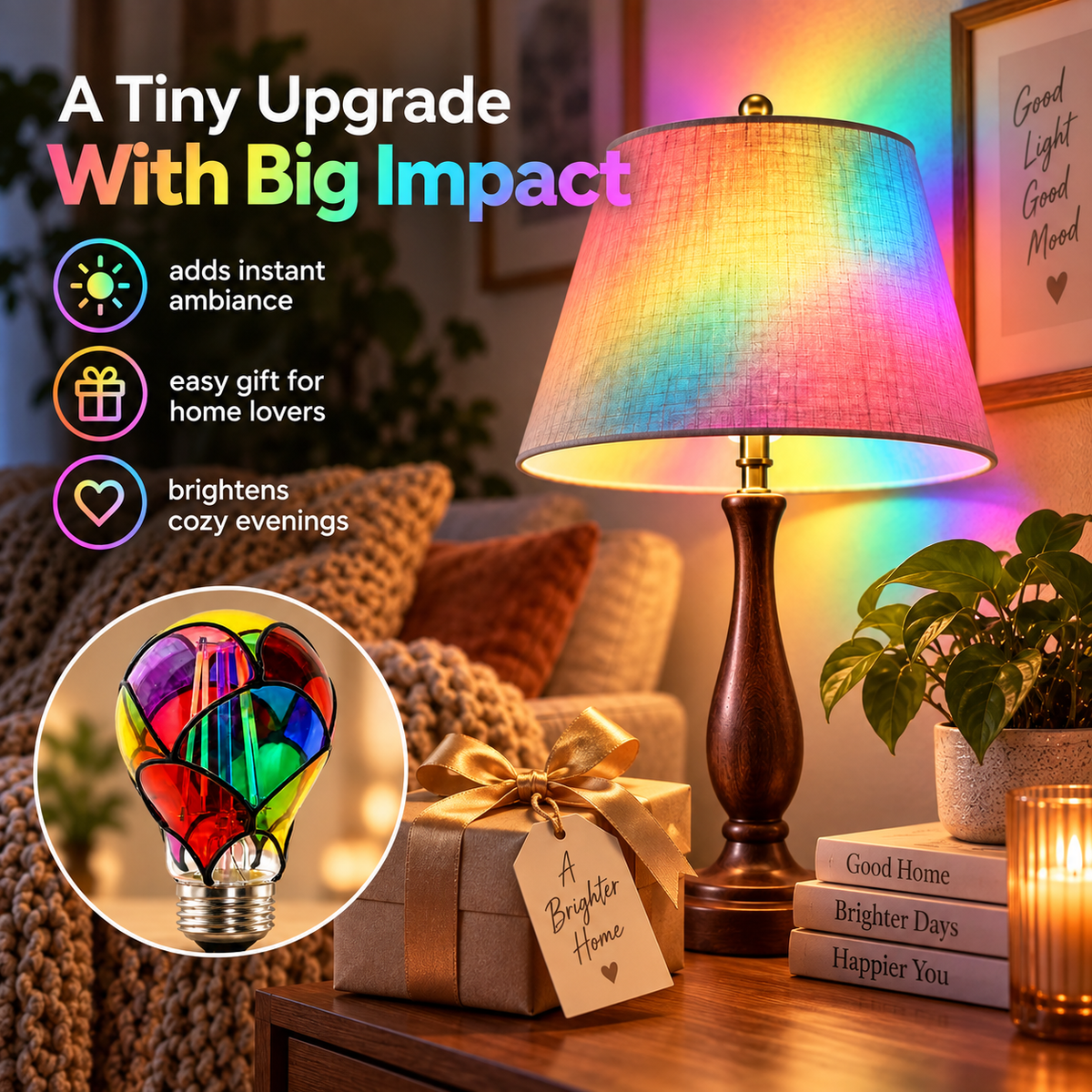 Colorful light bulb gift for home decor lovers