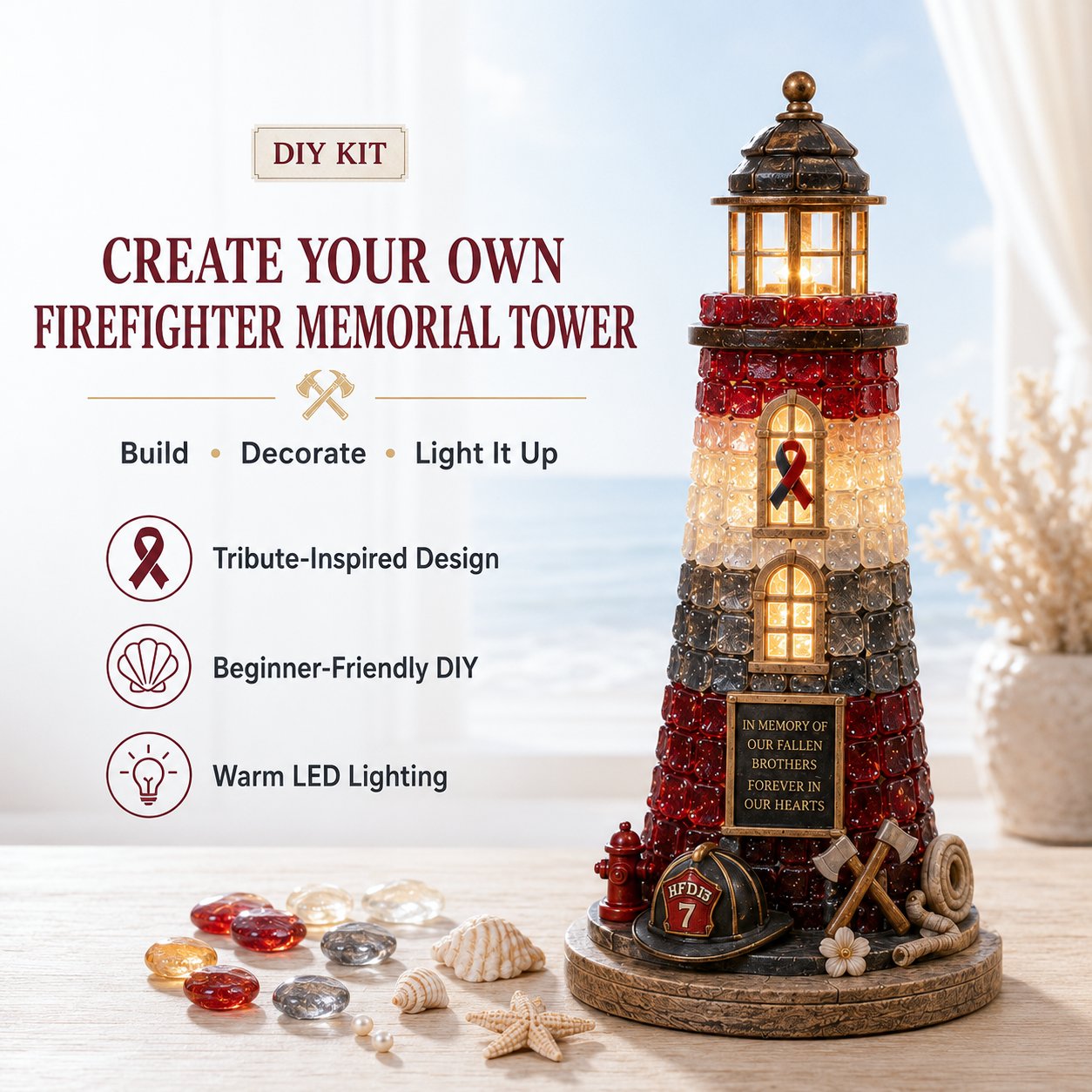 ⏳ Last Day 49% OFF – 🚒 Beginner-Friendly Vintage Firehouse Mosaic Light DIY Kit Collection | Complete Kit with Mosaic Pieces, LED Lights & Step-by-Step Guide Included 💕