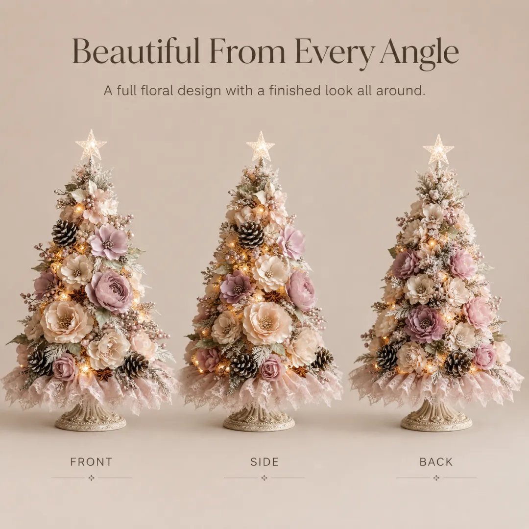 Blush Bloom Pre-Lit Floral Christmas Tree