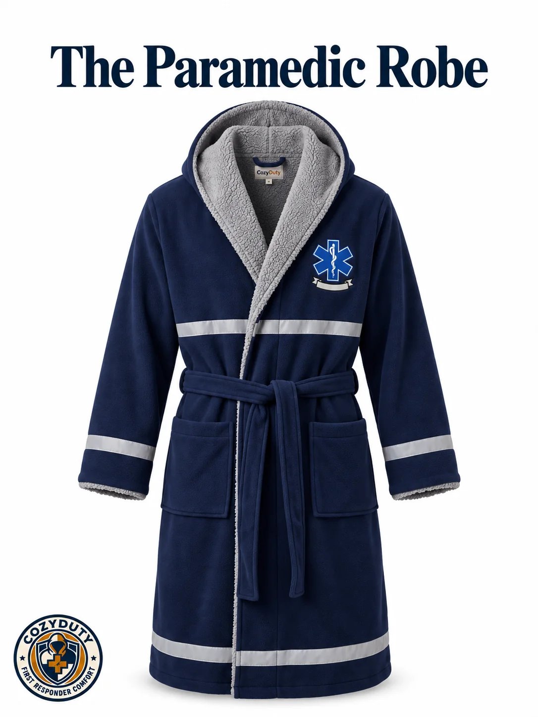 The Night Shift Robe | Reflective Stripe Hooded Fleece Robe, Perfect First Responder Hero Gift