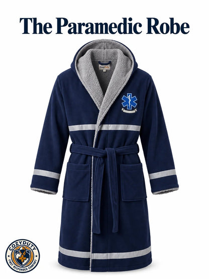 The Night Shift Robe | Reflective Stripe Hooded Fleece Robe, Perfect First Responder Hero Gift