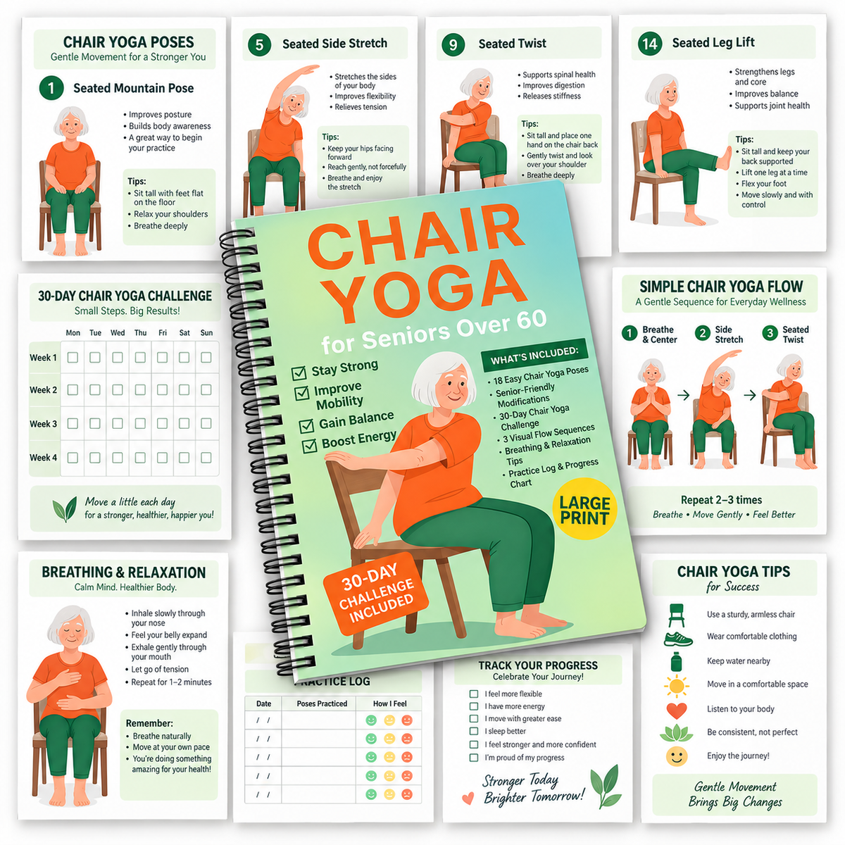 The Complete Guide to Chair Yoga for Seniors Over 60: 40+ Low-Impact Easy Exercises to Restore Strength, Mobility, Balance, and Lose Weight