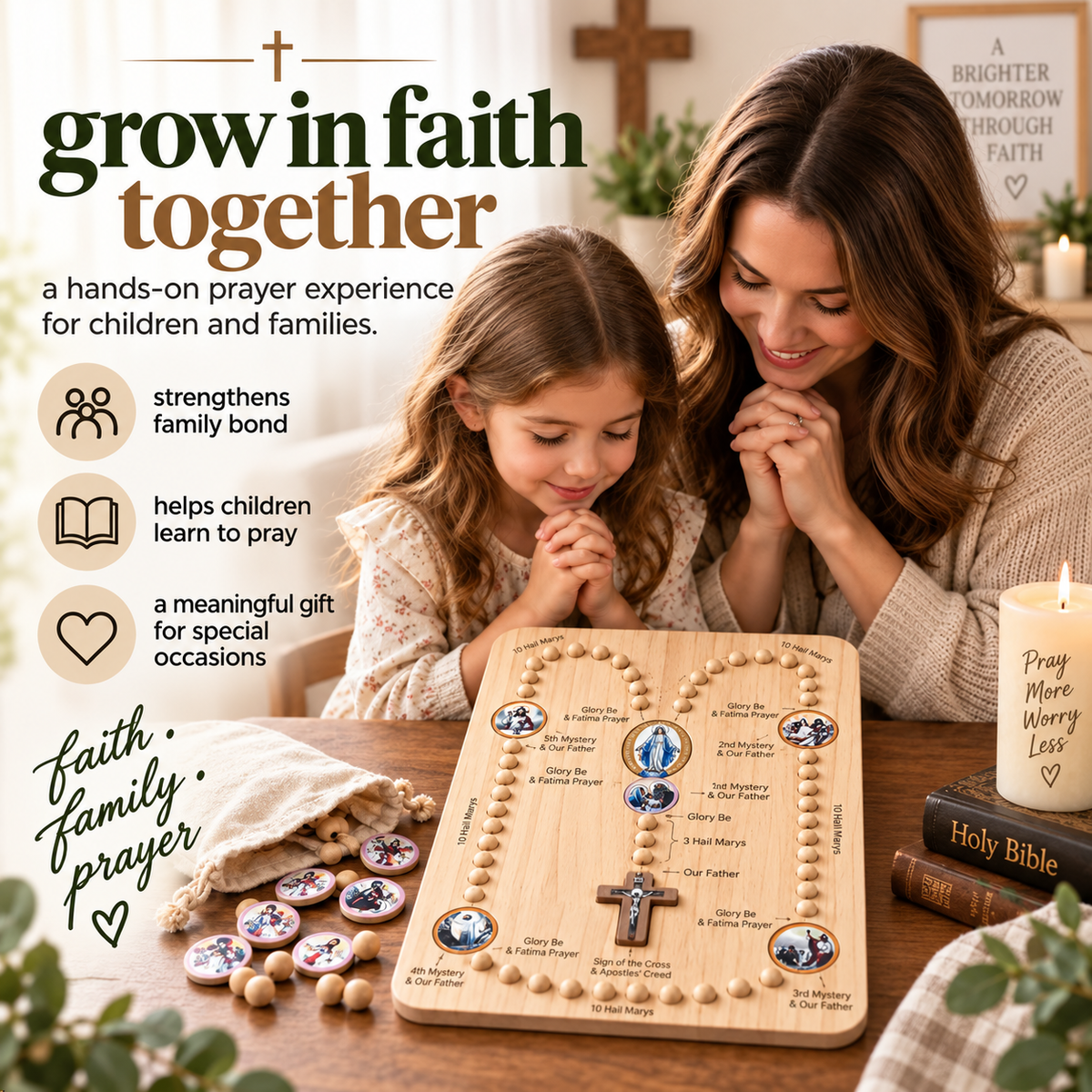 Catholic Rosary Prayer Board for Kids & Families – Hands-On Faith Learning Kit