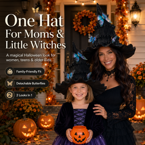 One Hat, Endless Magic – Enchanted Butterfly Witch Hat for Moms & Little Witches