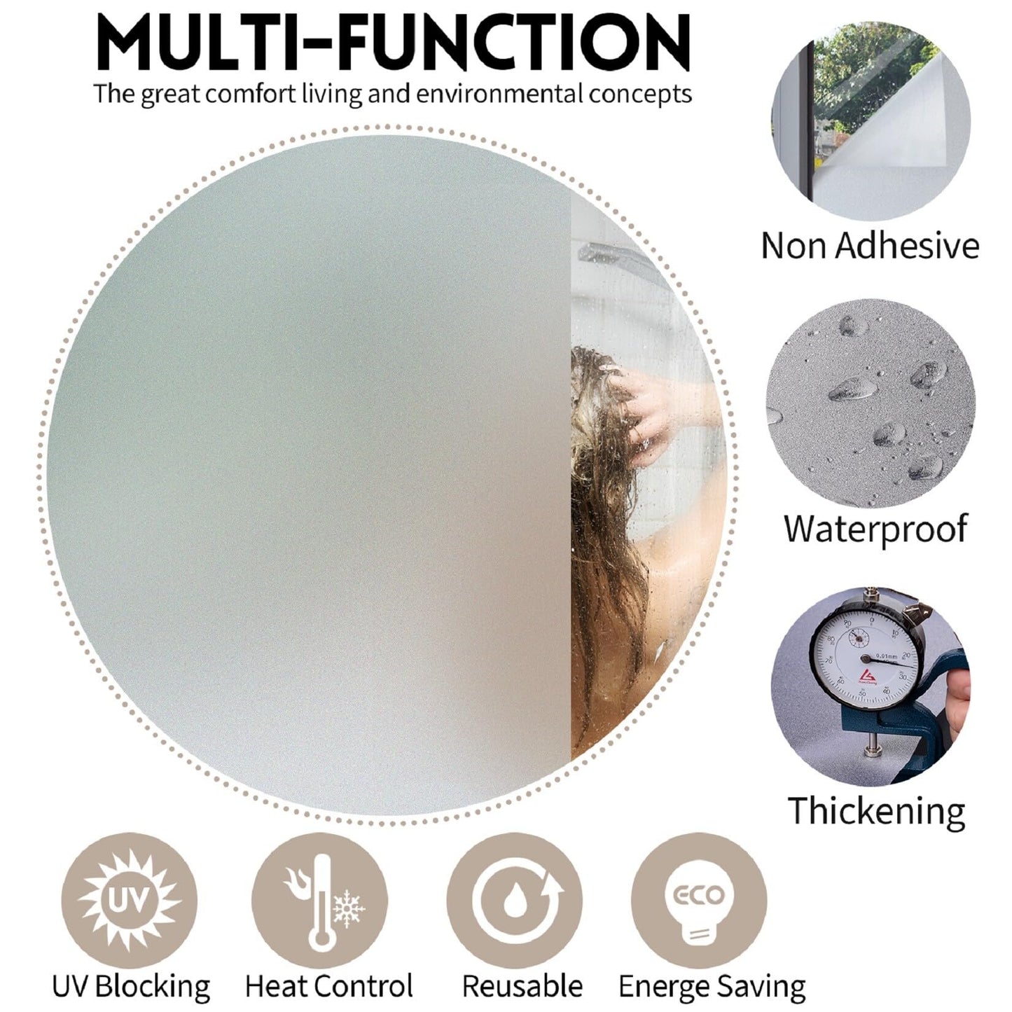 🪟☀️ Daylight Privacy & Heat Shield Film – UV-Blocking Window Cover for Home & Office