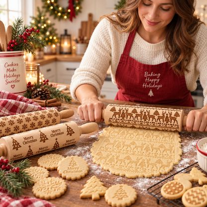 🍪🎄 Patterned Cookie Baking Roller – 100+ Designs for Festive Homemade Treats
