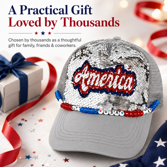 Patriotic Sequin America Cap – Sparkly 4th of July Hat