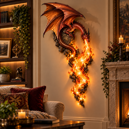 Dragon Flame Wall Sconce – Glowing Fantasy Dragon Wall Decor