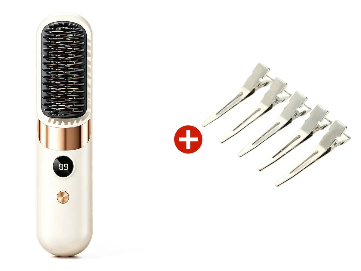 💇‍♀️ 3-in-1 Cordless Hair Straightening Brush – Straighten, Curl & Detangle Anywhere ✨
