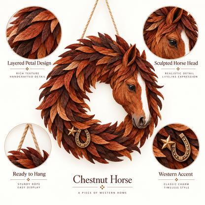 Rustic Horse Head Wreath – Western Farmhouse Wall & Door Decor