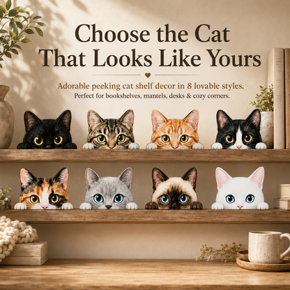Peeking Cat Shelf Sitter Decor