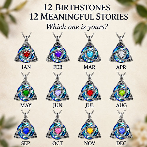 Celtic Heart Birthstone Necklace – Personalized Birth Month Gift
