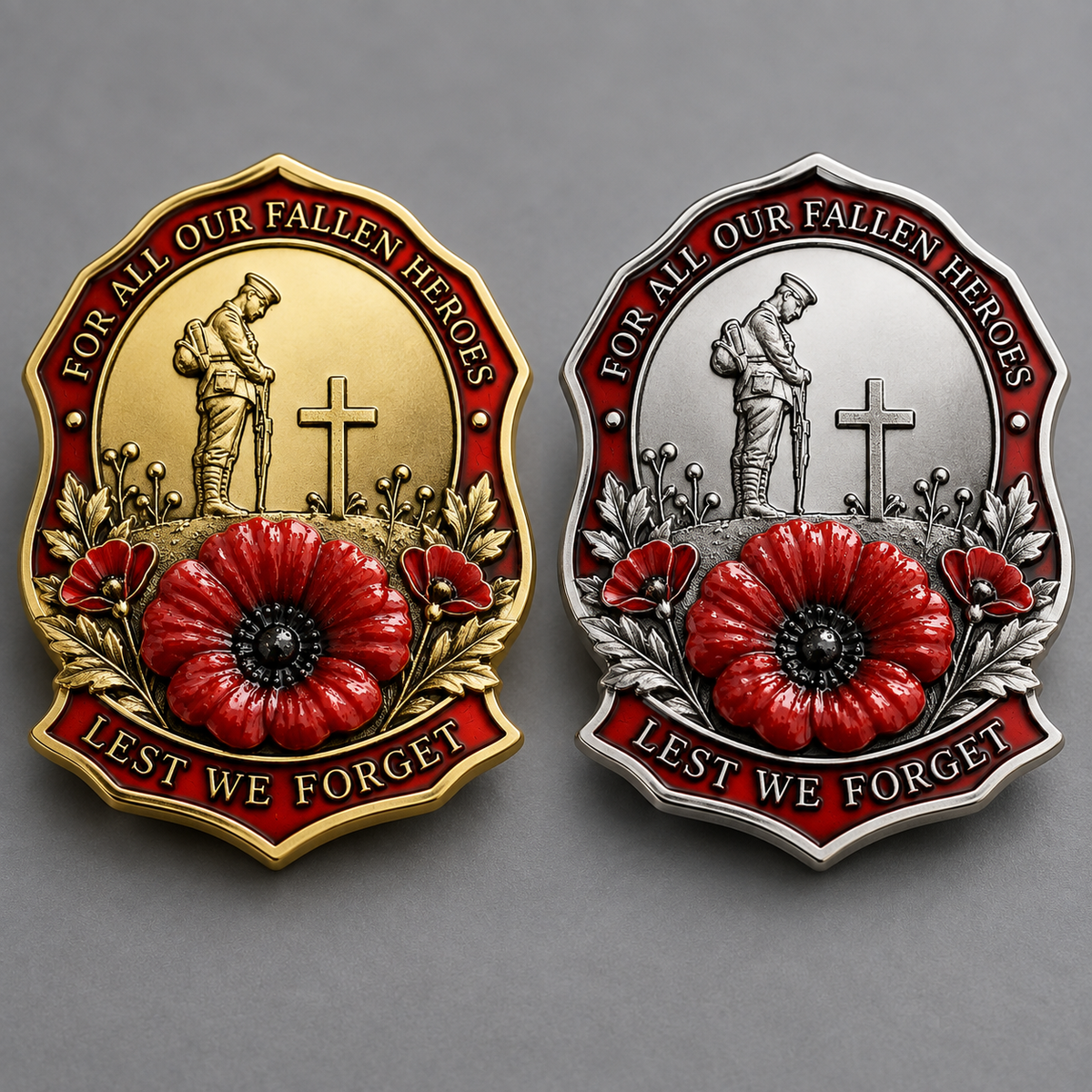 Gold and silver remembrance brooch options