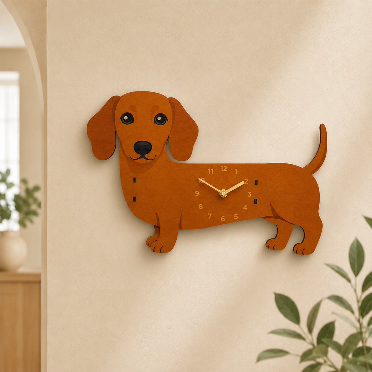 Side-view Dachshund clock