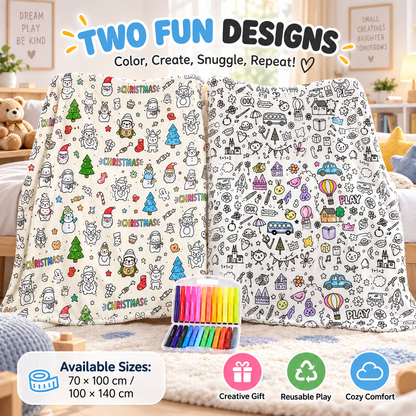 🎨🧸 Color-Me Cozy Blanket Set – Washable DIY Creative Craft for Kids
