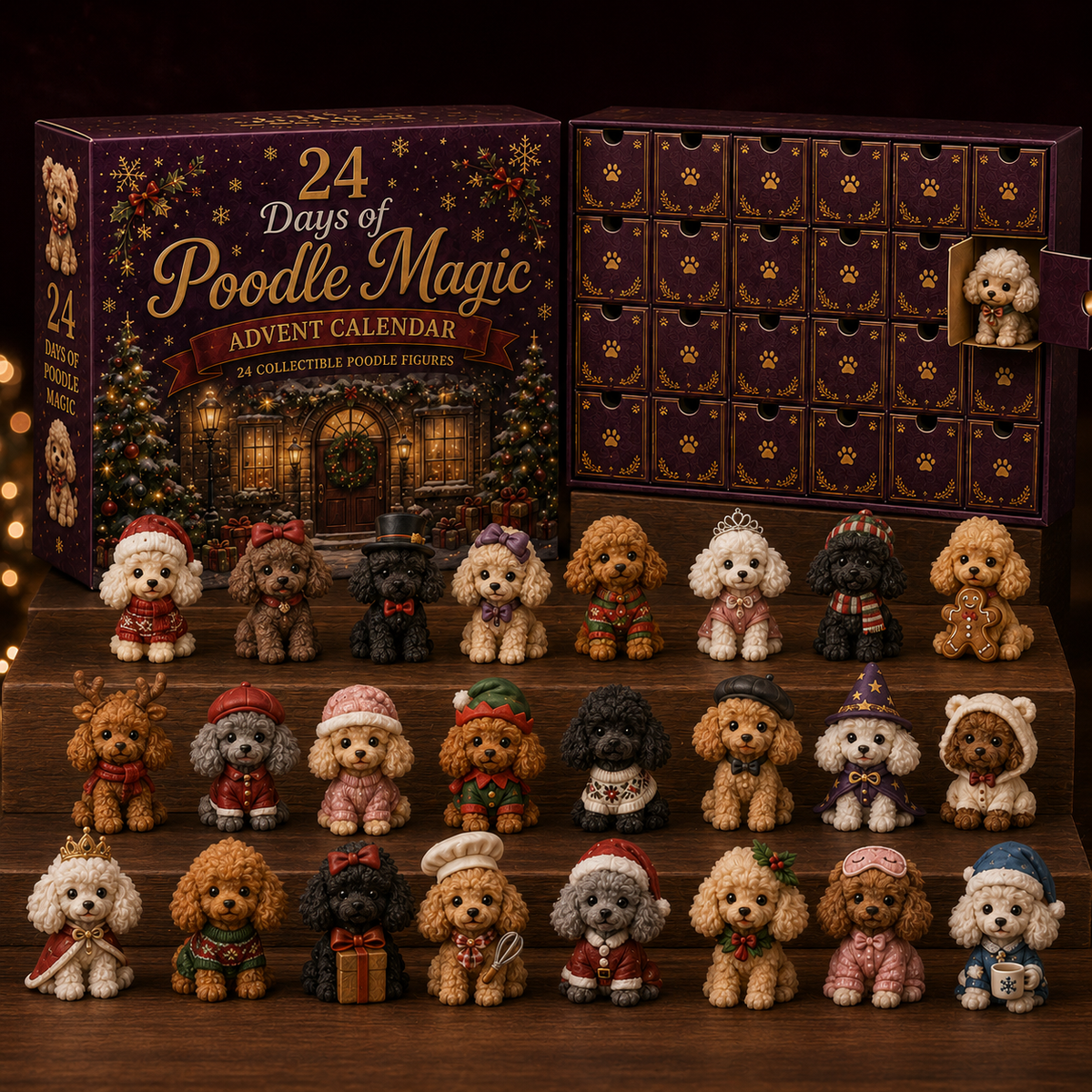 CHRISTMAS KICKOFF 49% OFF - 2026 Poodle Magic Blind Box - 24‑Day Festive Countdown, Poodle Figures Blind Box - Gift For Dog Lovers