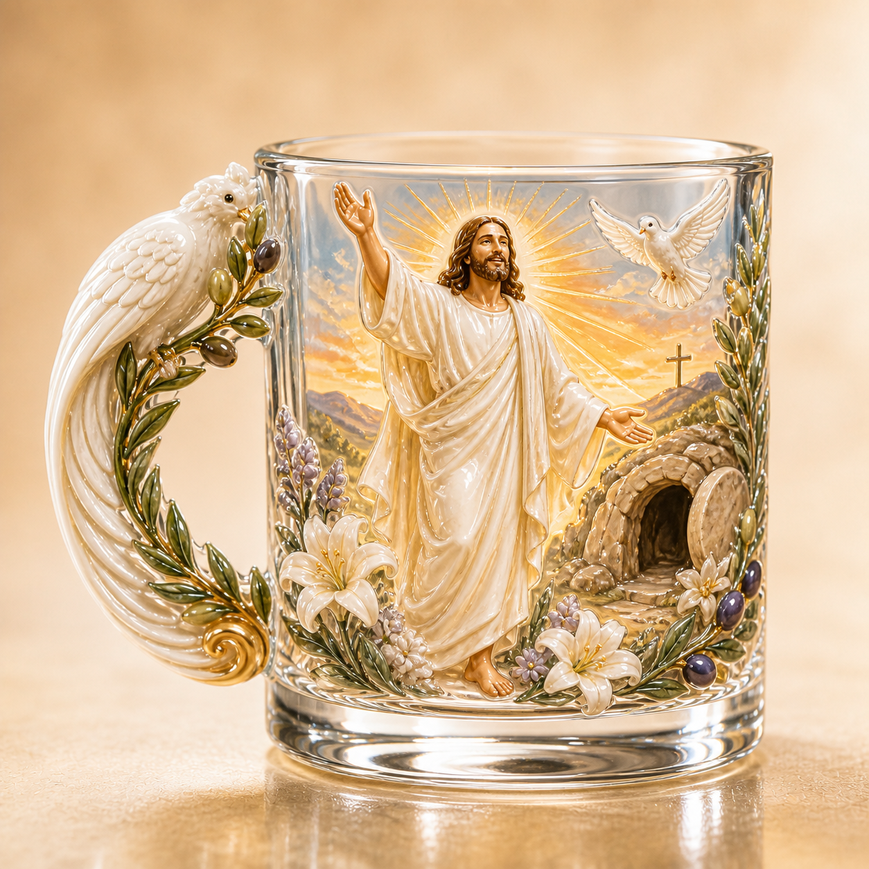 3D Christian Glass Mug – Jesus & Virgin Mary Faith Gift for Mom, Grandma & Believers