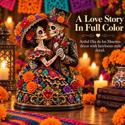 Día de los Muertos Eternal Love Couple Figurine – 11.8" Statement Décor