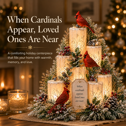 🌹Cardinal Memorial LED Candle Centerpiece