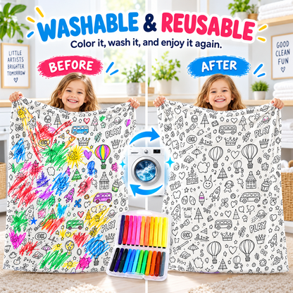🎨🧸 Color-Me Cozy Blanket Set – Washable DIY Creative Craft for Kids